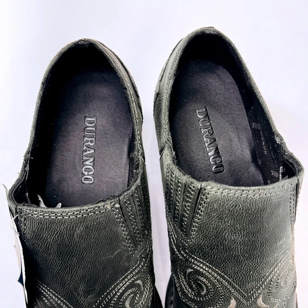 NEW Durango Crush Ankle Boots Womens 8.5 Gray Leather Western Metal Toe Bootie‎